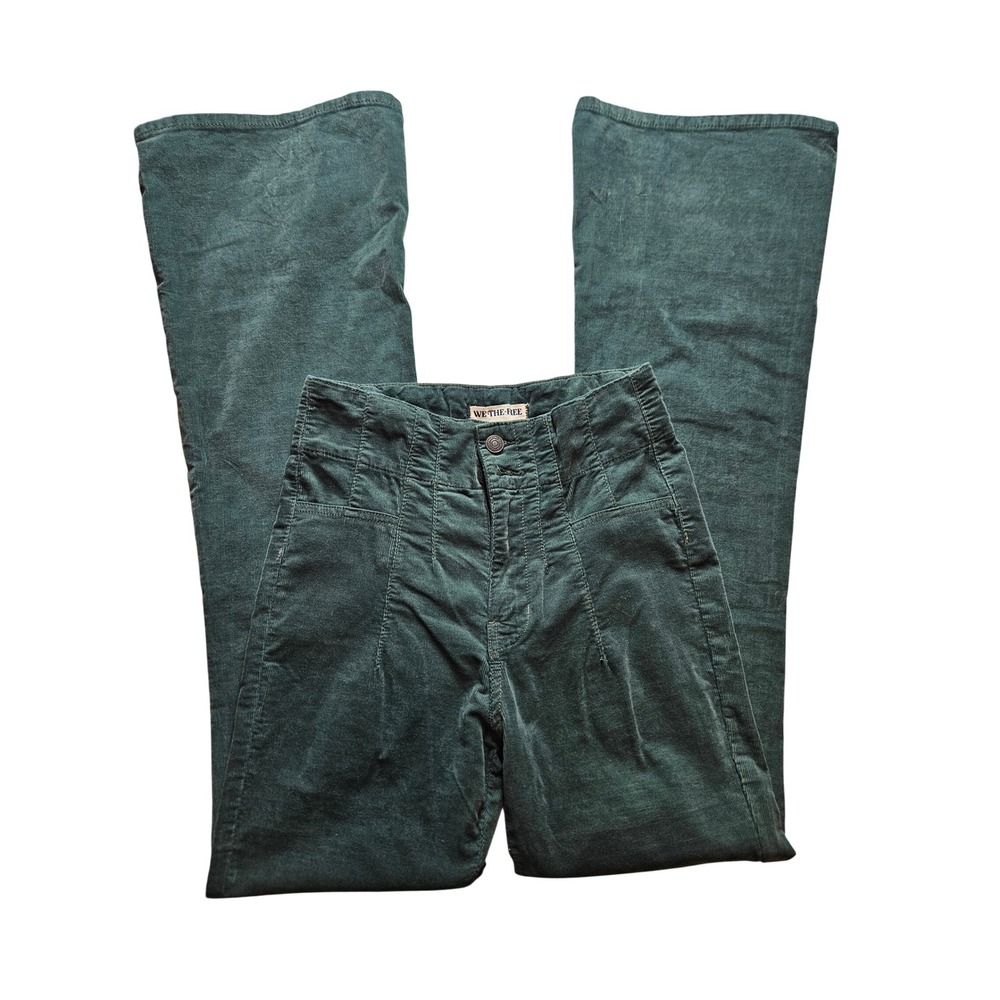 We The Free People Green Corduroy High Rise Flare Wide Leg Pants Size 26